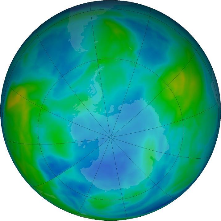 Antarctic ozone map for 27 May 2023